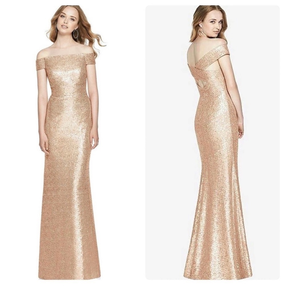 DESSY COLLECTION ELLE SEQUIN DRESS IN ROSE GOLD Size 10 NWT - Picture 16 of 16